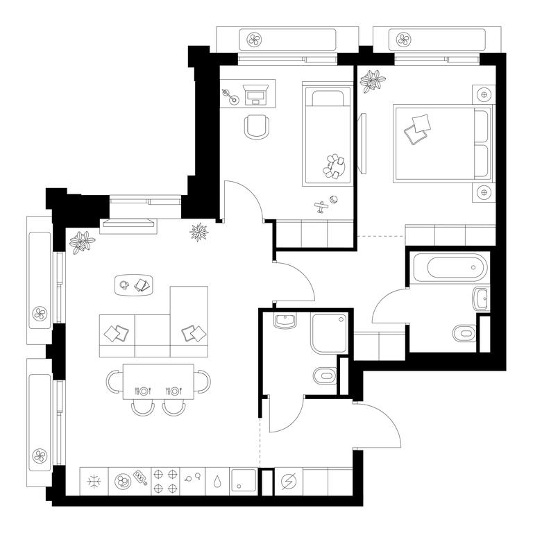 2-BD Apartment Sale, 59.8 sq. m. at Altufevskoe 53, Алтуфьевское шоссе, 53с11, Москва, Россия #1