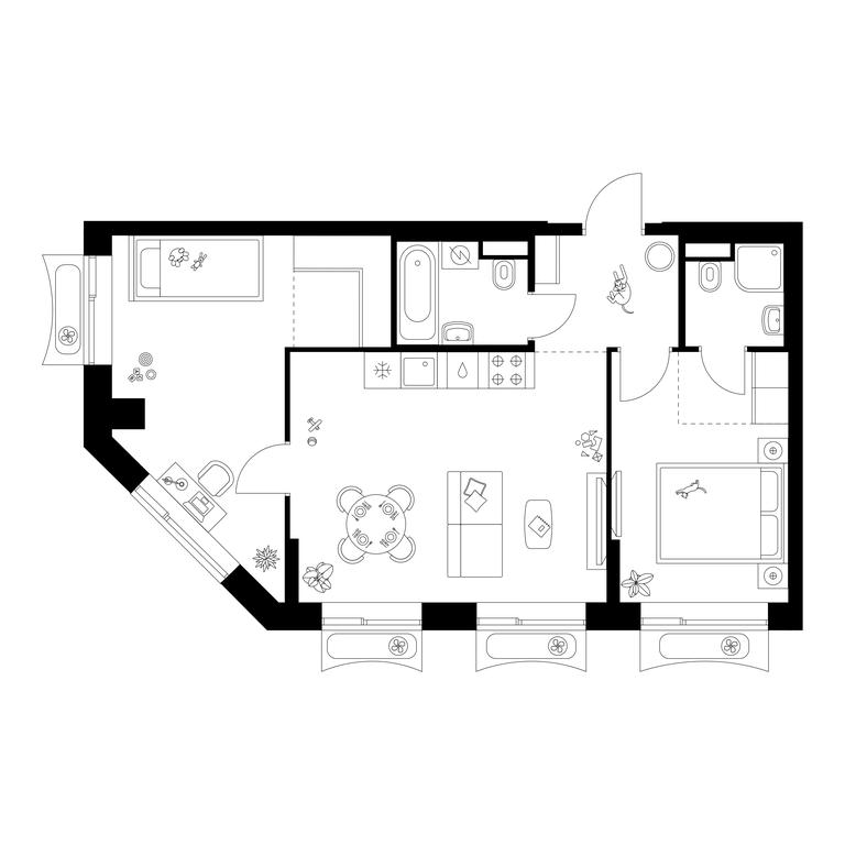 2-BD Apartment Sale, 60.1 sq. m. at Altufevskoe 53, Алтуфьевское шоссе, 53с11, Москва, Россия #1