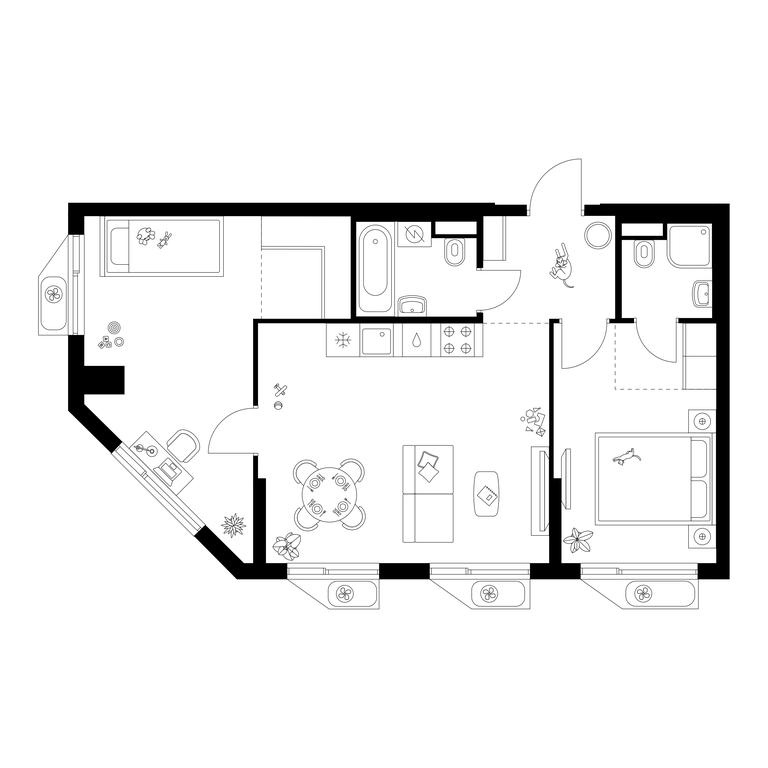 2-BD Apartment Sale, 62.5 sq. m. at Altufevskoe 53, Алтуфьевское шоссе, 53с11, Москва, Россия #1