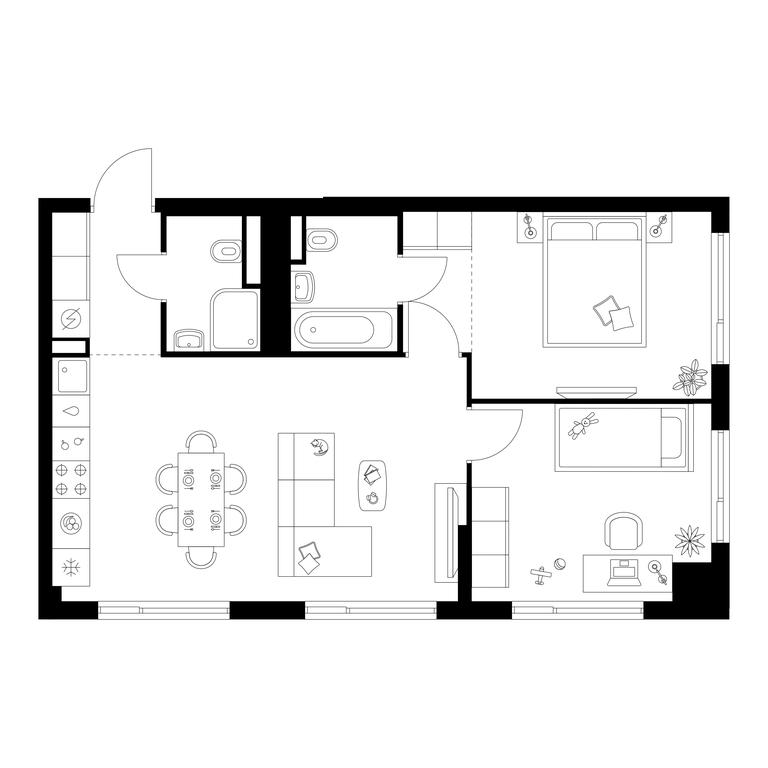 2-BD Apartment Sale, 61.3 sq. m. at Altufevskoe 53, Алтуфьевское шоссе, 53с11, Москва, Россия #1