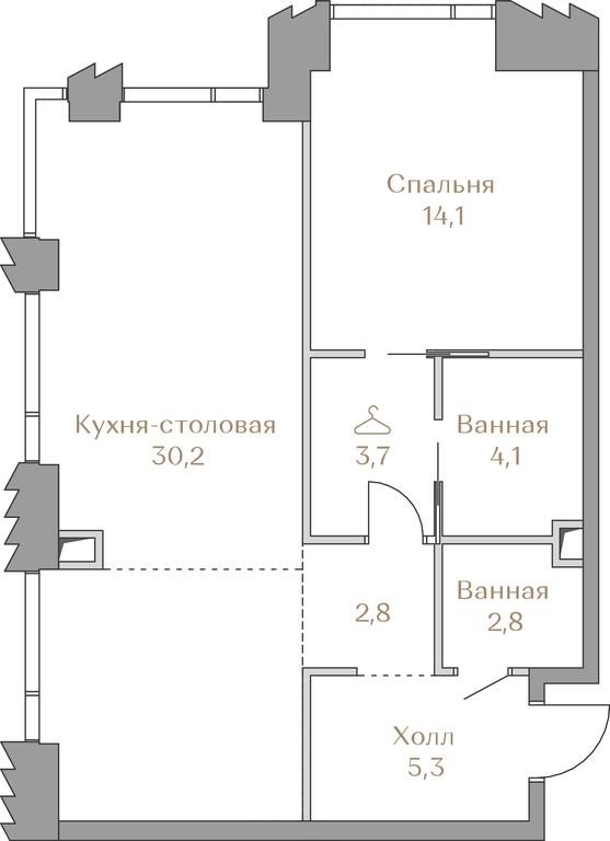 1-BD Apartment Sale, 63平方米 at Luzhniki Collection, Luzhnetskaya Embankment, 2/4с17, Moscow, Russia #1