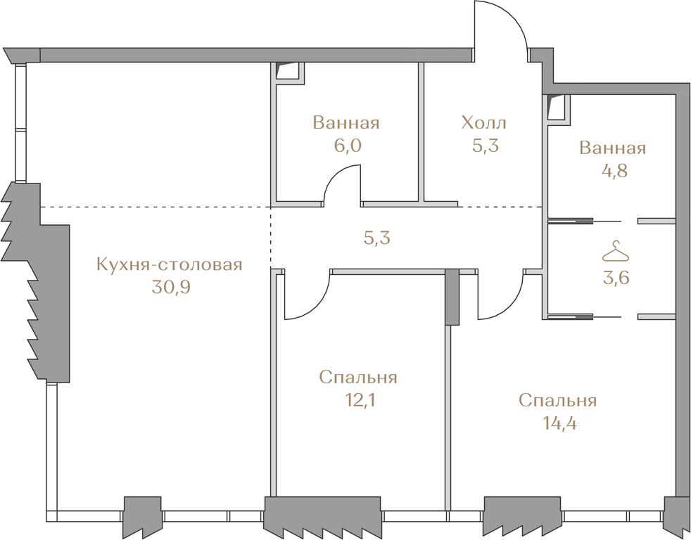 2-BD Apartment Sale, 82.4平方米 at Luzhniki Collection, Luzhnetskaya Embankment, 2/4с17, Moscow, Russia #2