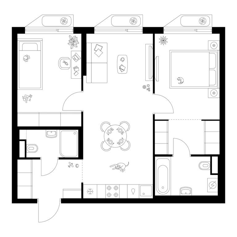 2-BD Apartment Sale, 58.9 sq. m. at Altufevskoe 53, Алтуфьевское шоссе, 53с11, Москва, Россия #1