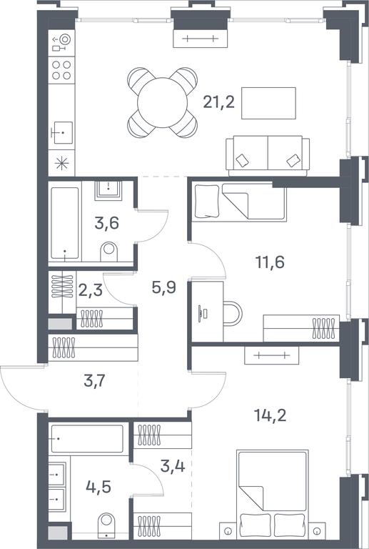2-BD Apartment Sale, 70.4 sq. m. at Portland, Yuzhnoportovaya Street, 42с5, Moscow, Russia #1 2-BD Apartment Sale, 70.4 sq. m. at Portland, Yuzhnoportovaya Street, 42с5, Moscow, Russia #1