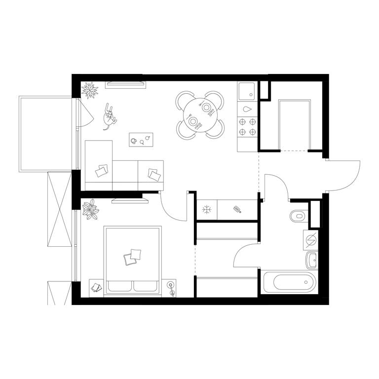 1-BD Apartment Sale, 42.8平方米 at Kavkazskiy Bulvar 51, Kavkazsky Boulevard, 51с3, Moscow, Russia #1