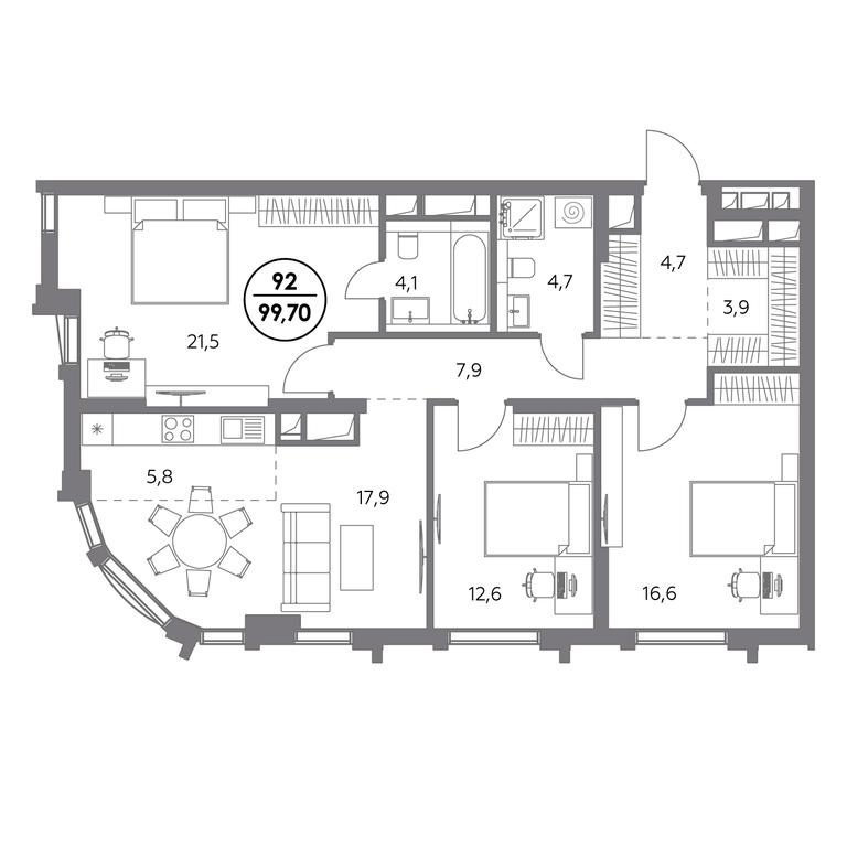 Продажа 4-комн. квартиры, 99,7 м² в ЖК «Дом56», улица Фридриха Энгельса, 56с1, Москва, Россия #2 Продажа 4-комн. квартиры, 99,7 м² в ЖК «Дом56», улица Фридриха Энгельса, 56с1, Москва, Россия #2