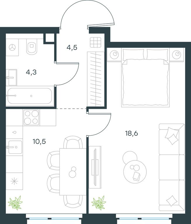 Apartment Sale, 37.9 sq. m. at Level Michurinskiy, Озёрная улица, вл1, Москва, Россия #1 Apartment Sale, 37.9 sq. m. at Level Michurinskiy, Озёрная улица, вл1, Москва, Россия #1