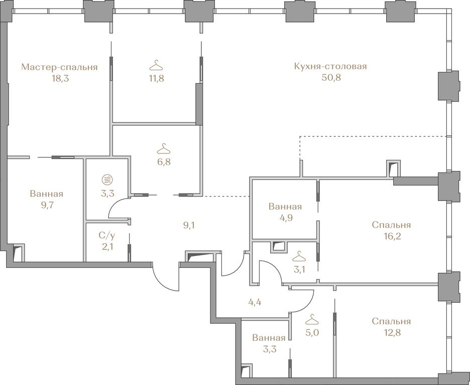 3-BD Apartment Sale, 161.6 sq. m. at Luzhniki Collection, Luzhnetskaya Embankment, 2/4с17, Moscow, Russia #2