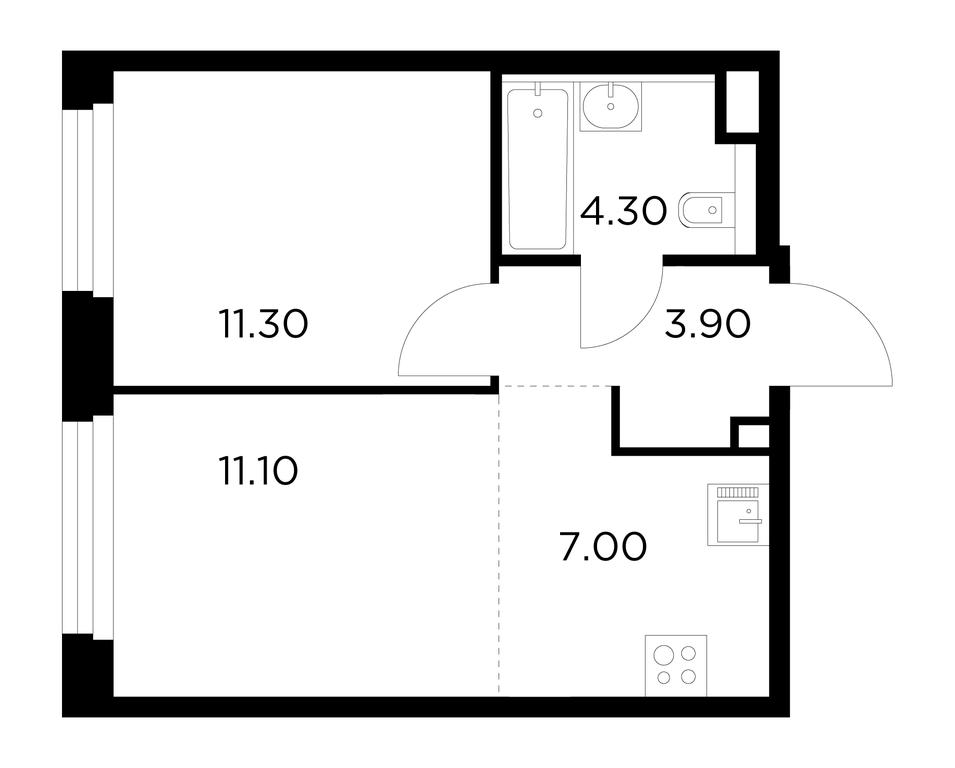 1-BD Apartment Sale, 37.6平方米 at Belyi Grad, Tsentralnaya Street, 1, Mytischi, Moscow Region, Russia #1