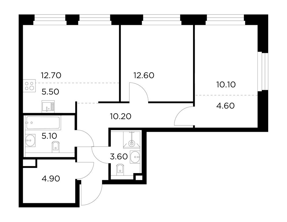 2-BD Apartment Sale, 69.3 sq. m. at Belyi Grad, Tsentralnaya Street, 1, Mytischi, Moscow Region, Russia #1 2-BD Apartment Sale, 69.3 sq. m. at Belyi Grad, Tsentralnaya Street, 1, Mytischi, Moscow Region, Russia #1