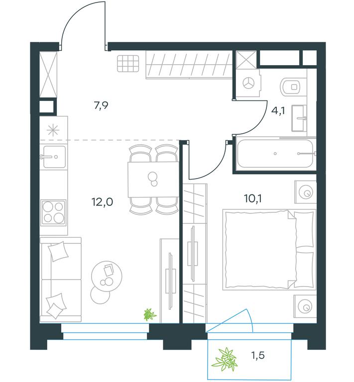 Продажа квартиры, 34,6 м² в ЖК «Левел Нагатинская (Level Нагатинская)», Нагатинская набережная, 10Ас3, Москва, Россия #1