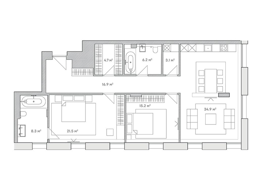 2-BD Apartment Sale, 110.8 sq. m. at Lumin House, Slavyanskaya Square, 2/5/4с5, Moscow, Russia #1