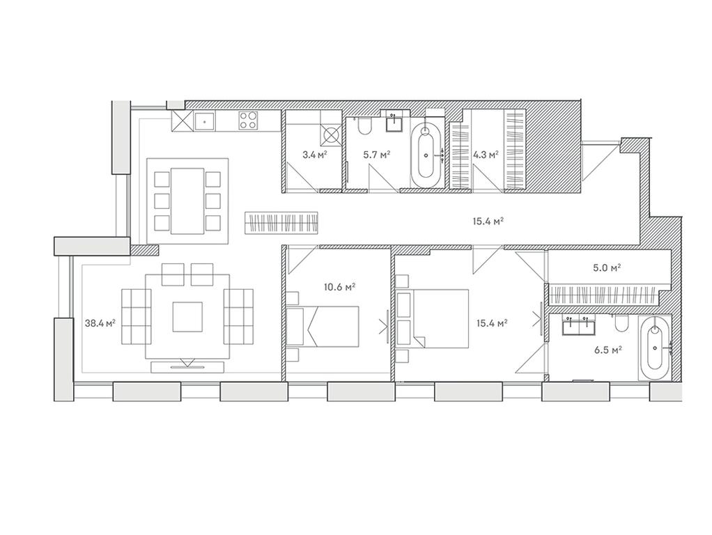 2-BD Apartment Sale, 104.7 sq. m. at Lumin House, Slavyanskaya Square, 2/5/4с5, Moscow, Russia #1