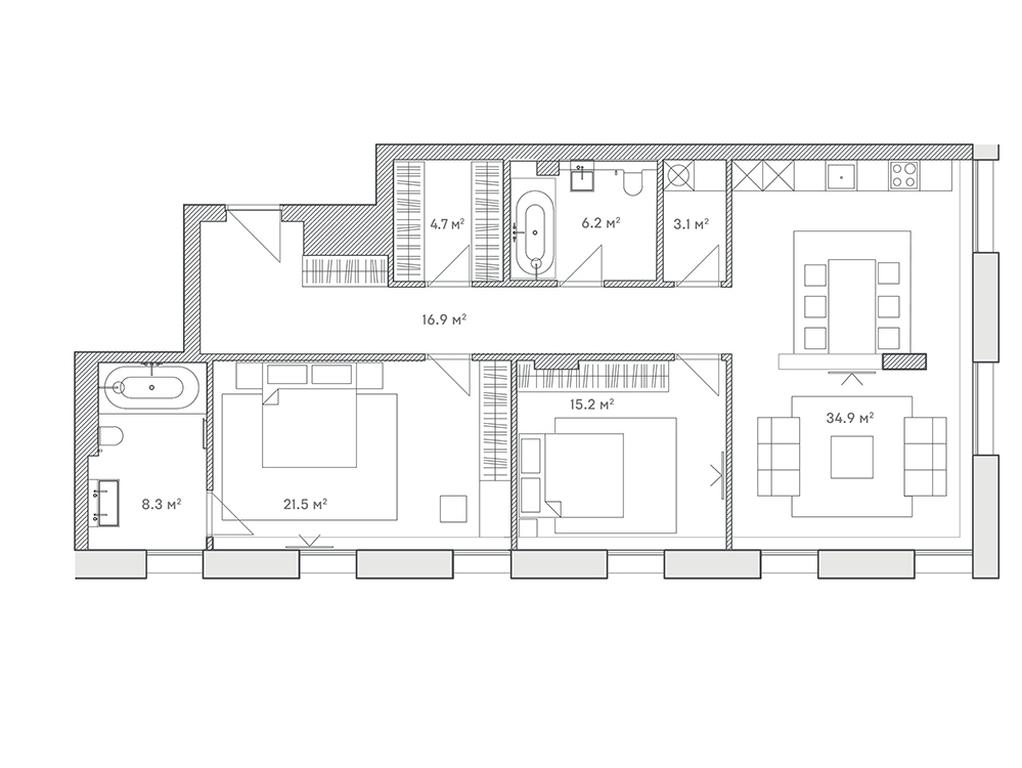 2-BD Apartment Sale, 110.8 sq. m. at Lumin House, Slavyanskaya Square, 2/5/4с5, Moscow, Russia #1