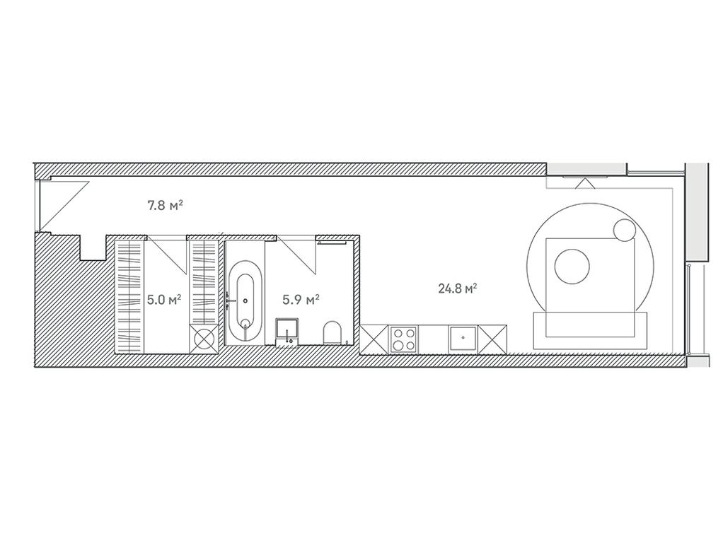 2-BD Apartment Sale, 43.5平方米 at Lumin House, Slavyanskaya Square, 2/5/4с5, Moscow, Russia #1