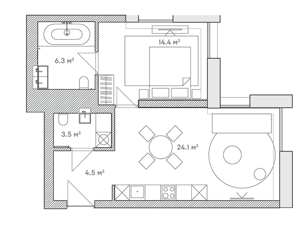 1-BD Apartment Sale, 52.8 sq. m. at Lumin House, Slavyanskaya Square, 2/5/4с5, Moscow, Russia #1