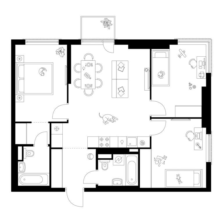 3-BD Apartment Sale, 74.1 sq. m. at Moskvoreche, Kotlyakovskaya Street, Moscow, Russia #1