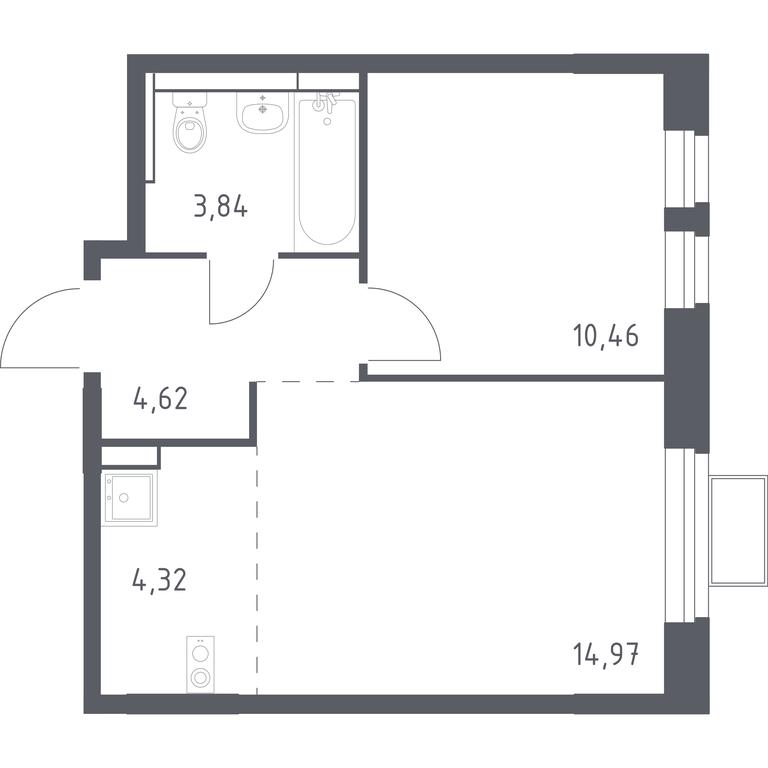 Apartment Sale, 38.21 sq. m. at Novoe Vidnoe, Kalinovka Village, Leninskiy City District, Moscow Region, Russia #1