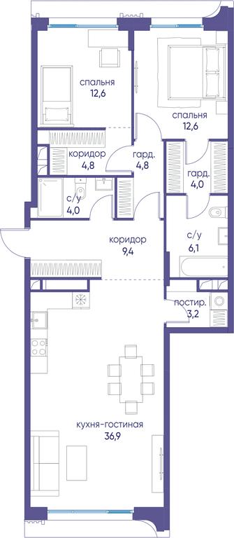2-BD Apartment Sale, 97.6 sq. m. at Ostrov, Nizhnye Mnyovniki Street, 37Ас4, Moscow, Russia #1 2-BD Apartment Sale, 97.6 sq. m. at Ostrov, Nizhnye Mnyovniki Street, 37Ас4, Moscow, Russia #1