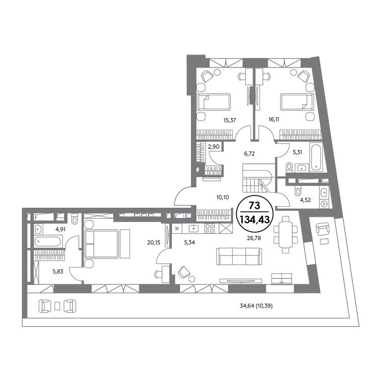 Продажа 4-комн. квартиры, 134,43 м² в ЖК «Космо 4/22», Космодамианская набережная, 4/22с8, Москва, Россия #1 Продажа 4-комн. квартиры, 134,43 м² в ЖК «Космо 4/22», Космодамианская набережная, 4/22с8, Москва, Россия #1