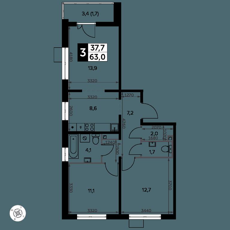 3-BD Apartment Sale, 63.4 sq. m. at Yzhnaya Bitsa, Yuzhnaya Bitsa Residential Complex, posyolok Bittsa, Leninskiy City District, Moscow Region, Russia #2 3-BD Apartment Sale, 63.4 sq. m. at Yzhnaya Bitsa, Yuzhnaya Bitsa Residential Complex, posyolok Bittsa, Leninskiy City District, Moscow Region, Russia #2