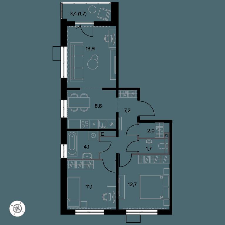 3-BD Apartment Sale, 63.4 sq. m. at Yzhnaya Bitsa, Yuzhnaya Bitsa Residential Complex, posyolok Bittsa, Leninskiy City District, Moscow Region, Russia #1 3-BD Apartment Sale, 63.4 sq. m. at Yzhnaya Bitsa, Yuzhnaya Bitsa Residential Complex, posyolok Bittsa, Leninskiy City District, Moscow Region, Russia #1