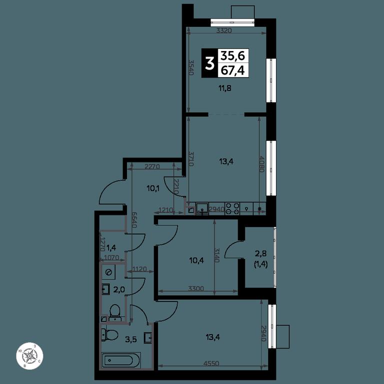 3-BD Apartment Sale, 68.6 sq. m. at Yzhnaya Bitsa, Yuzhnaya Bitsa Residential Complex, posyolok Bittsa, Leninskiy City District, Moscow Region, Russia #2 3-BD Apartment Sale, 68.6 sq. m. at Yzhnaya Bitsa, Yuzhnaya Bitsa Residential Complex, posyolok Bittsa, Leninskiy City District, Moscow Region, Russia #2