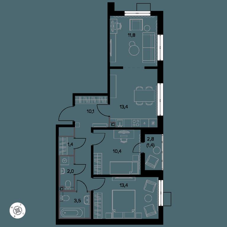 3-BD Apartment Sale, 68.6 sq. m. at Yzhnaya Bitsa, Yuzhnaya Bitsa Residential Complex, posyolok Bittsa, Leninskiy City District, Moscow Region, Russia #1 3-BD Apartment Sale, 68.6 sq. m. at Yzhnaya Bitsa, Yuzhnaya Bitsa Residential Complex, posyolok Bittsa, Leninskiy City District, Moscow Region, Russia #1