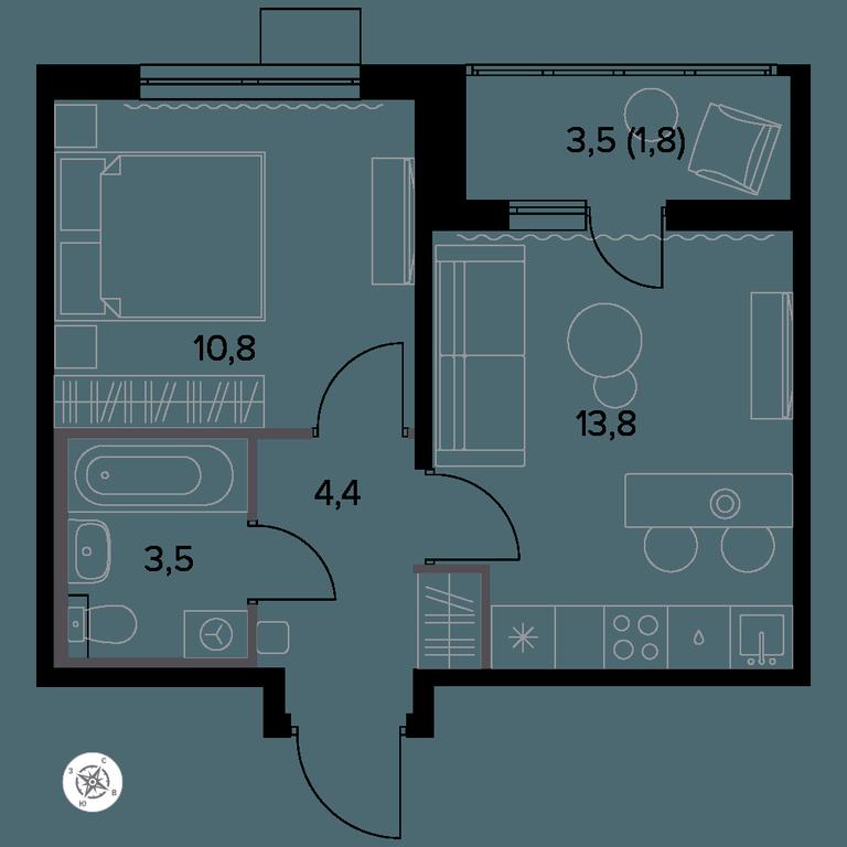 1-BD Apartment Sale, 34.9 sq. m. at Yzhnaya Bitsa, Yuzhnaya Bitsa Residential Complex, posyolok Bittsa, Leninskiy City District, Moscow Region, Russia #1 1-BD Apartment Sale, 34.9 sq. m. at Yzhnaya Bitsa, Yuzhnaya Bitsa Residential Complex, posyolok Bittsa, Leninskiy City District, Moscow Region, Russia #1