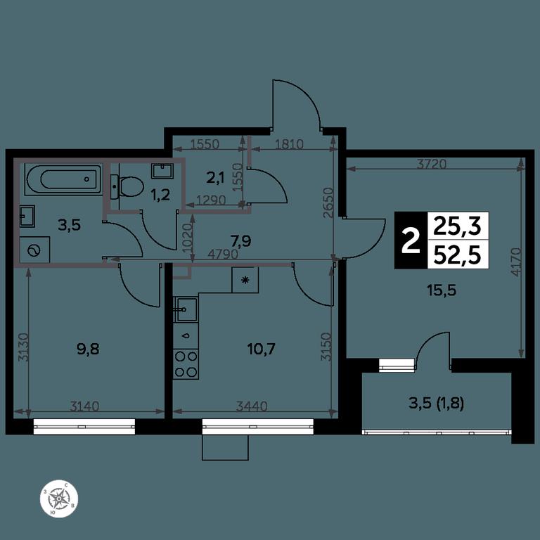 2-BD Apartment Sale, 53.6 sq. m. at Yzhnaya Bitsa, Yuzhnaya Bitsa Residential Complex, posyolok Bittsa, Leninskiy City District, Moscow Region, Russia #2 2-BD Apartment Sale, 53.6 sq. m. at Yzhnaya Bitsa, Yuzhnaya Bitsa Residential Complex, posyolok Bittsa, Leninskiy City District, Moscow Region, Russia #2