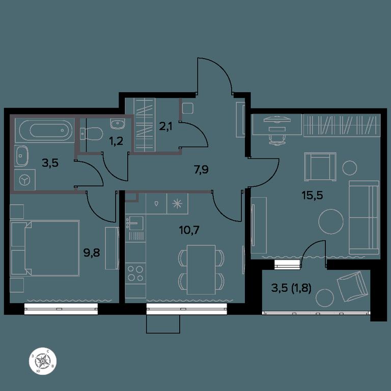 2-BD Apartment Sale, 53.6 sq. m. at Yzhnaya Bitsa, Yuzhnaya Bitsa Residential Complex, posyolok Bittsa, Leninskiy City District, Moscow Region, Russia #1 2-BD Apartment Sale, 53.6 sq. m. at Yzhnaya Bitsa, Yuzhnaya Bitsa Residential Complex, posyolok Bittsa, Leninskiy City District, Moscow Region, Russia #1