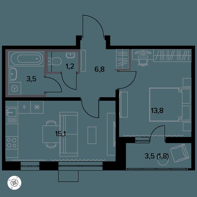 1-BD Apartment Sale, 43.2平方米 at Yzhnaya Bitsa, Yuzhnaya Bitsa Residential Complex, posyolok Bittsa, Leninskiy City District, Moscow Region, Russia #1 1-BD Apartment Sale, 43.2平方米 at Yzhnaya Bitsa, Yuzhnaya Bitsa Residential Complex, posyolok Bittsa, Leninskiy City District, Moscow Region, Russia #1
