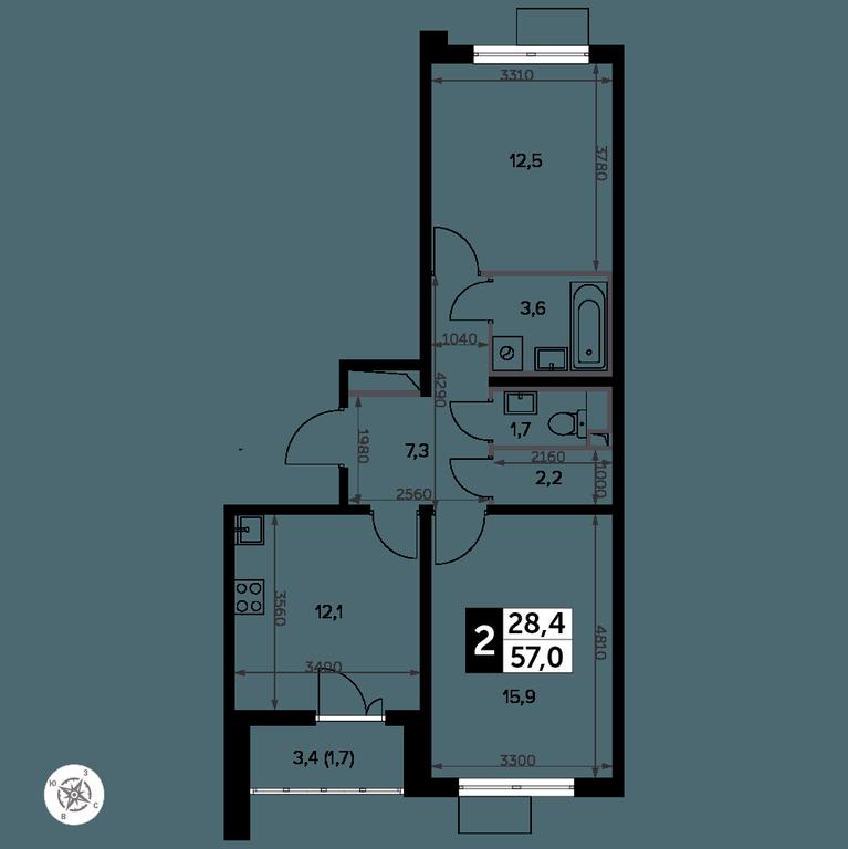2-BD Apartment Sale, 57.9 sq. m. at Yzhnaya Bitsa, Yuzhnaya Bitsa Residential Complex, posyolok Bittsa, Leninskiy City District, Moscow Region, Russia #2 2-BD Apartment Sale, 57.9 sq. m. at Yzhnaya Bitsa, Yuzhnaya Bitsa Residential Complex, posyolok Bittsa, Leninskiy City District, Moscow Region, Russia #2