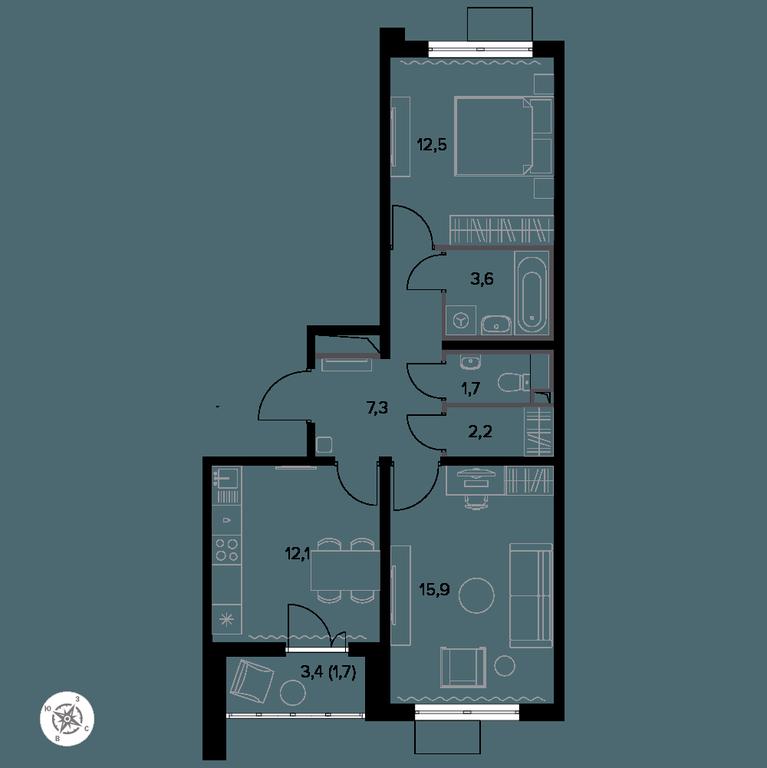 2-BD Apartment Sale, 57.9 sq. m. at Yzhnaya Bitsa, Yuzhnaya Bitsa Residential Complex, posyolok Bittsa, Leninskiy City District, Moscow Region, Russia #1 2-BD Apartment Sale, 57.9 sq. m. at Yzhnaya Bitsa, Yuzhnaya Bitsa Residential Complex, posyolok Bittsa, Leninskiy City District, Moscow Region, Russia #1