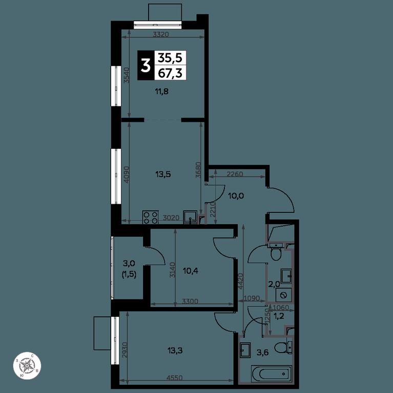 3-BD Apartment Sale, 68.3 sq. m. at Yzhnaya Bitsa, Yuzhnaya Bitsa Residential Complex, posyolok Bittsa, Leninskiy City District, Moscow Region, Russia #2 3-BD Apartment Sale, 68.3 sq. m. at Yzhnaya Bitsa, Yuzhnaya Bitsa Residential Complex, posyolok Bittsa, Leninskiy City District, Moscow Region, Russia #2