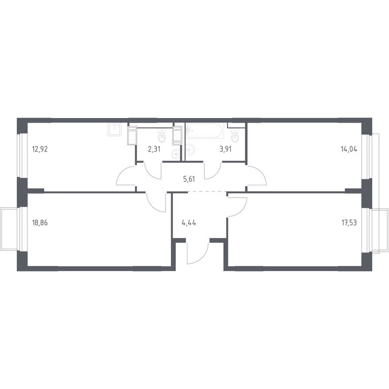 2-BD Apartment Sale, 78.5 sq. m. at Tomilino Park, 1-y kvartal, posyolok Zhilino-1, Lubertsy City District, Moscow Region, Russia #1