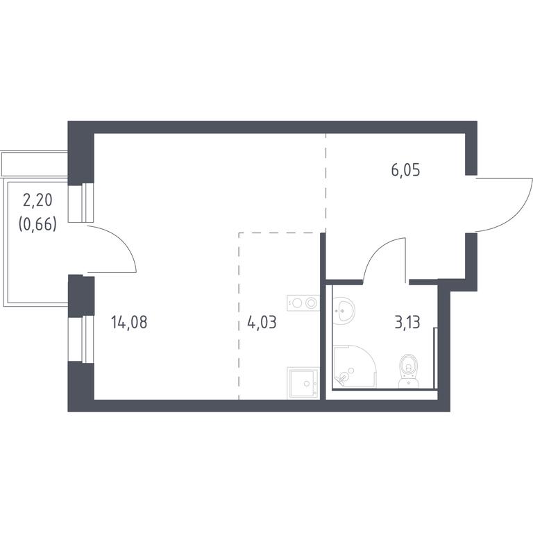 Apartment Sale, 27.5平方米 at Kvartal Aviatorov, ulitsa Koldunova, Aviatorov Microdistrict, Balashikha, Moscow Region, Russia #1