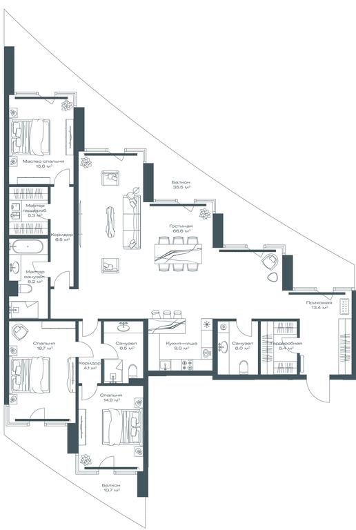 2-BD Apartment Sale, 194.1 sq. m. at Opus, Derbenevskaya Street, 1с1, Moscow, Russia #1