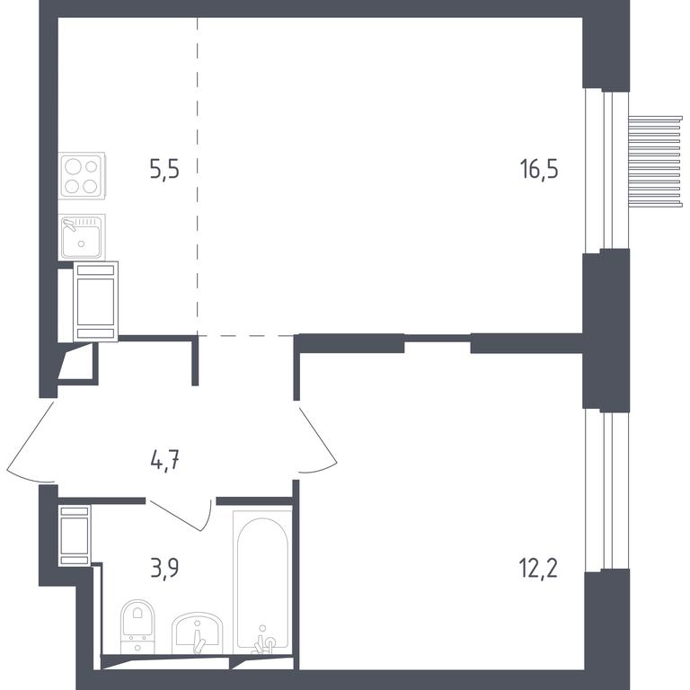 Apartment Sale, 42.2 sq. m. at Mytishchi Park, Silikatnaya ulitsa, 41к3, Mytischi, Moscow Region, Russia #1