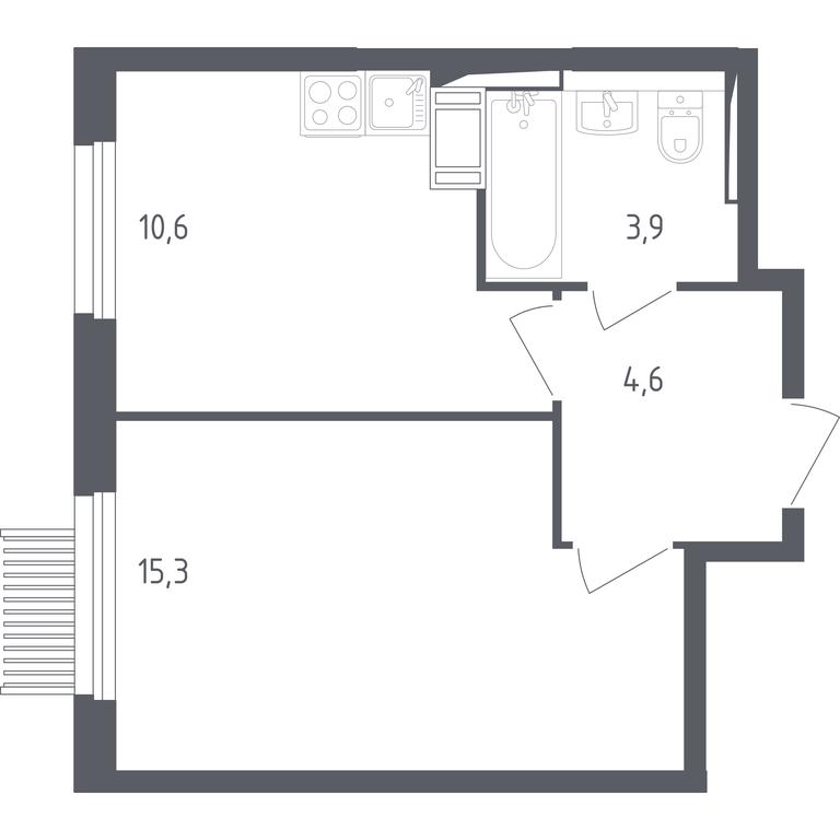 Apartment Sale, 33.7平方米 at Mytishchi Park, Silikatnaya ulitsa, 41к3, Mytischi, Moscow Region, Russia #1