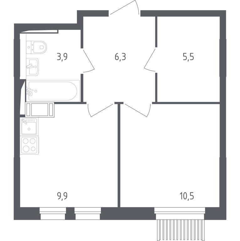 Apartment Sale, 35.7平方米 at Mytishchi Park, Silikatnaya ulitsa, 41к3, Mytischi, Moscow Region, Russia #1