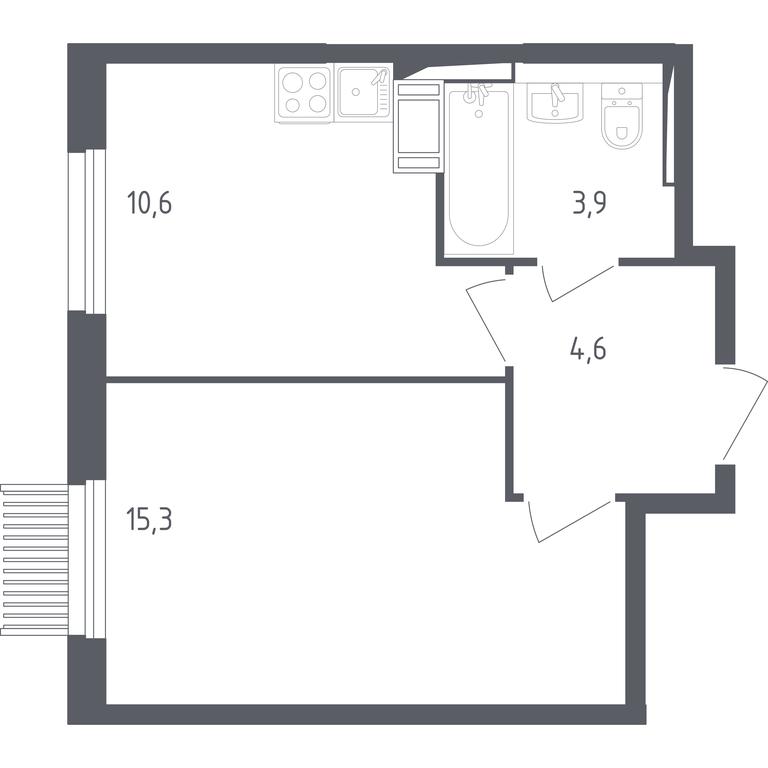 Apartment Sale, 33.8平方米 at Mytishchi Park, Silikatnaya ulitsa, 41к3, Mytischi, Moscow Region, Russia #1