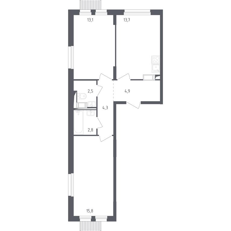 1-BD Apartment Sale, 55.2 sq. m. at Mytishchi Park, Silikatnaya ulitsa, 41к3, Mytischi, Moscow Region, Russia #1