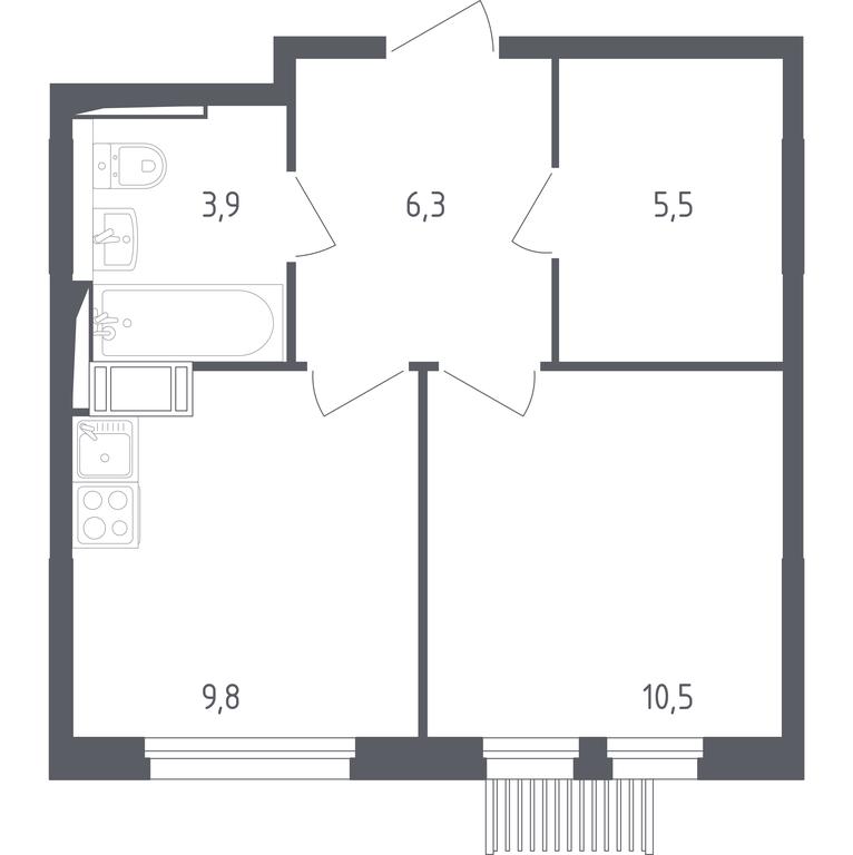 Apartment Sale, 35.3平方米 at Mytishchi Park, Silikatnaya ulitsa, 41к3, Mytischi, Moscow Region, Russia #1