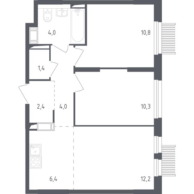 1-BD Apartment Sale, 51.4平方米 at Mytishchi Park, Silikatnaya ulitsa, 41к3, Mytischi, Moscow Region, Russia #1