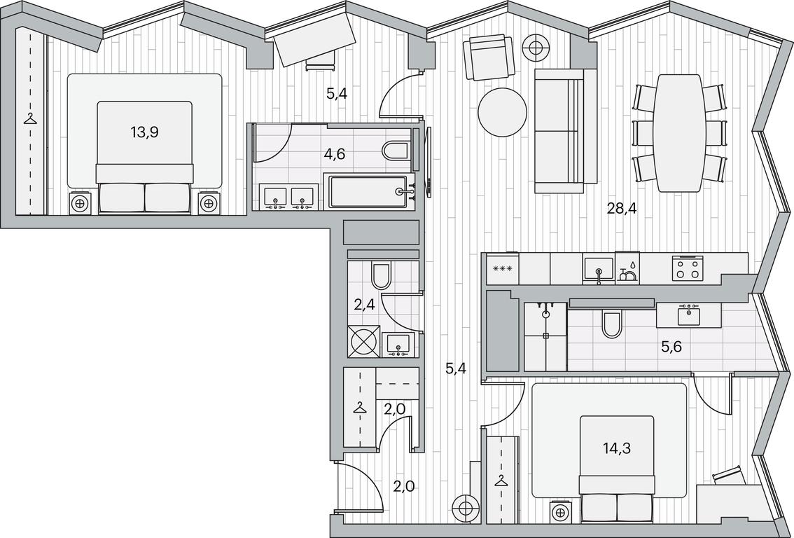 2-BD Apartment Sale, 85.2平方米 at Beregovoy, Beregovoy Drive, 2, Moscow, Russia #1 2-BD Apartment Sale, 85.2平方米 at Beregovoy, Beregovoy Drive, 2, Moscow, Russia #1