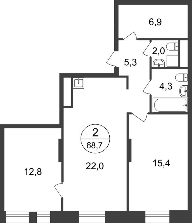 2-BD Apartment Sale, 68.7平方米 at Pervyi Moskovskiy, ulitsa Bianki, 1, Moskovskiy, Moscow, Russia #2 2-BD Apartment Sale, 68.7平方米 at Pervyi Moskovskiy, ulitsa Bianki, 1, Moskovskiy, Moscow, Russia #2
