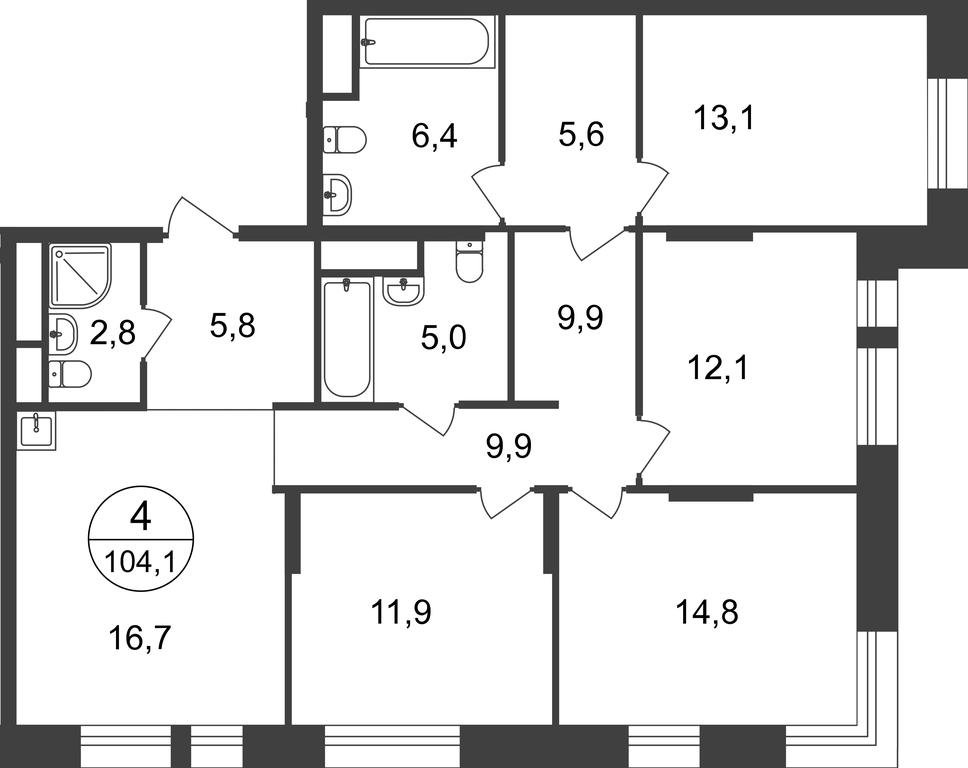 4-BD Apartment Sale, 104.1平方米 at Pervyi Moskovskiy, ulitsa Bianki, 1, Moskovskiy, Moscow, Russia #1 4-BD Apartment Sale, 104.1平方米 at Pervyi Moskovskiy, ulitsa Bianki, 1, Moskovskiy, Moscow, Russia #1
