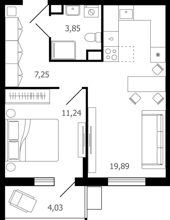2-BD Apartment Sale, 43.5 sq. m. at Desyatka, Molodyozhnaya Street, 8, Ramenskoye, Moscow Region, Russia #1