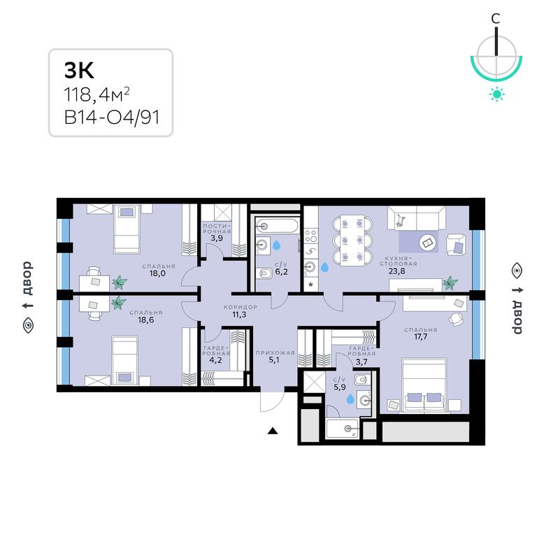 3-BD Apartment Sale, 118.4 sq. m. at SberCity, zhiloy kompleks Sbersiti, Rublyovo-Arkhangelskoye Microdistrict, Moscow, Russia #1